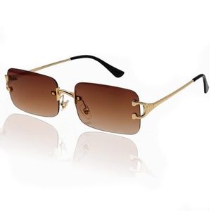 Men's Women's 90S Luxury Rectangle Y2K Best Brown Tinted Fashion Lens Sunglasses